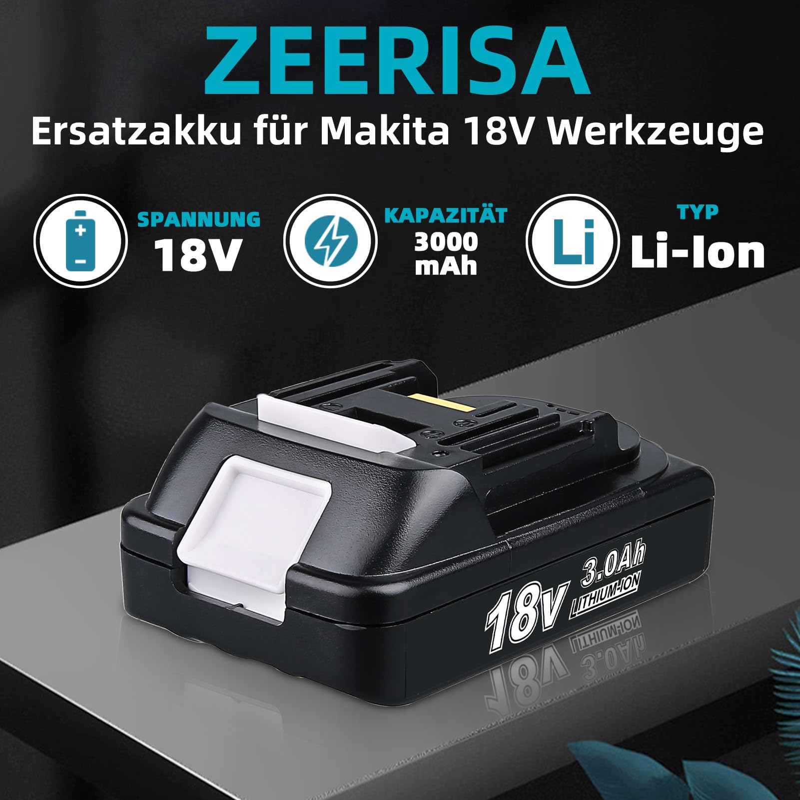 2 pezzi di ricambio 3,0 Ah BL1815 per batteria Makita 18 V agli ioni di litio, compatibile con caricabatterie originali da 18 V e utensili elettrici a batteria BL1830 BL1840 BL1850 BL1860