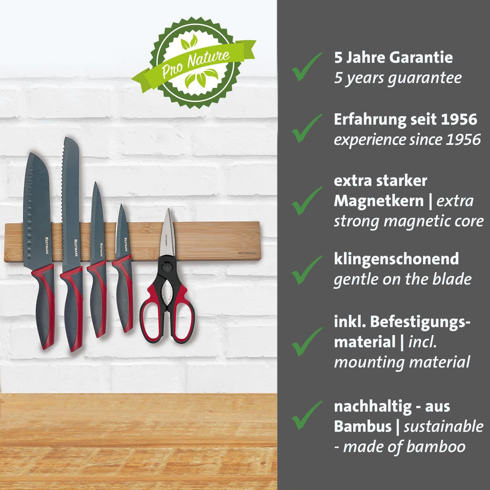 Westmark 14452260 Messerleiste, magnetisch »Nature«, Bamboo