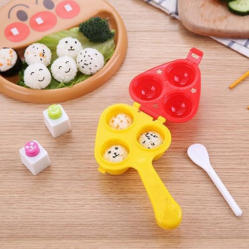 Miniatura 8 de Moldes de bolas de arroz para niños, lindo molde de sushi moldeador de arroz para onigiri, molde para sushi en relieve, accesorios de caja bento
