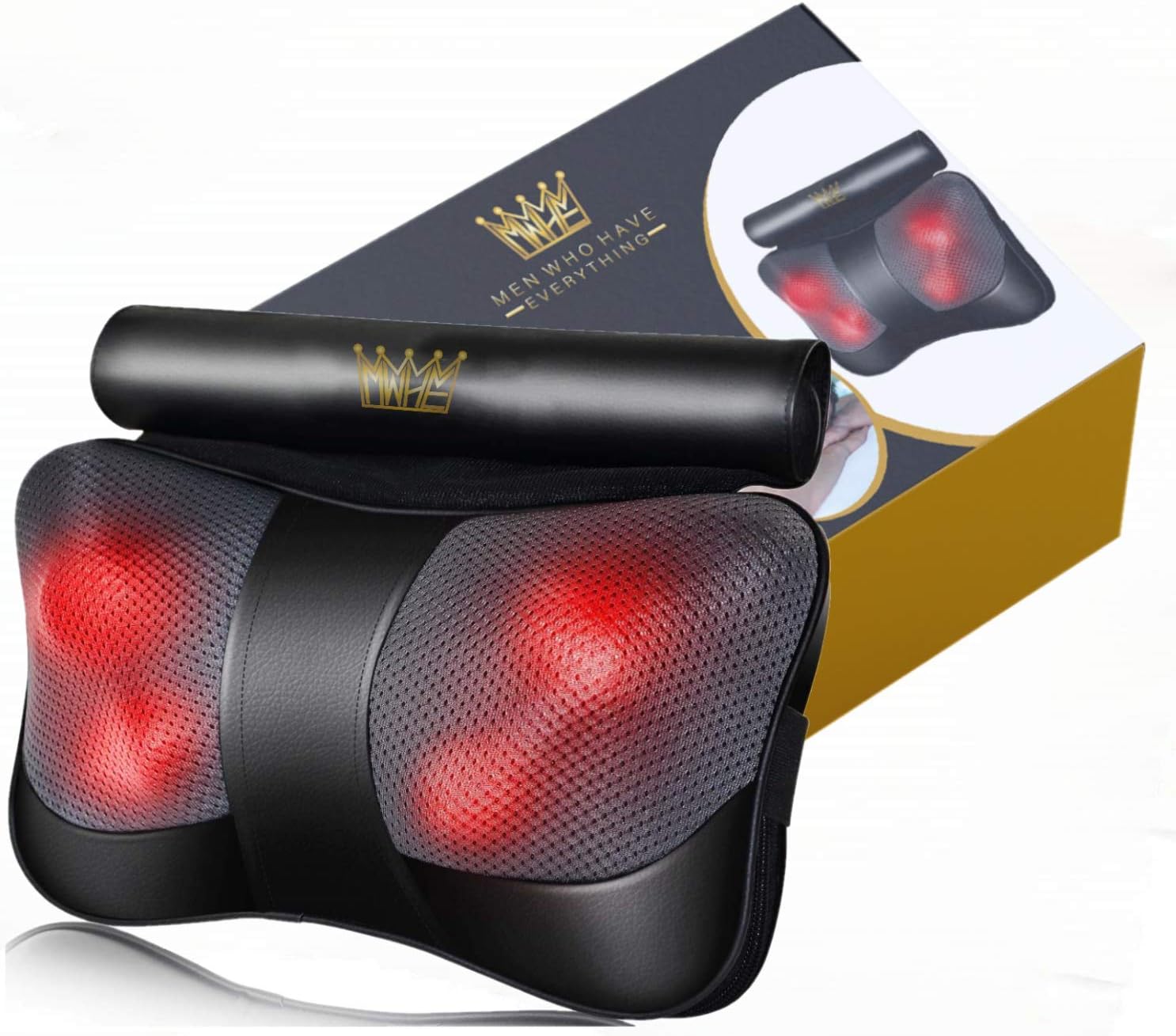 Massage Pillow with Heat | Deep Kneading Heated Shiatsu Massager for Neck Back and Shoulder | Relaxation Gifts for Dad and Husband | Home and Car Use | Christmas Gifts for Men