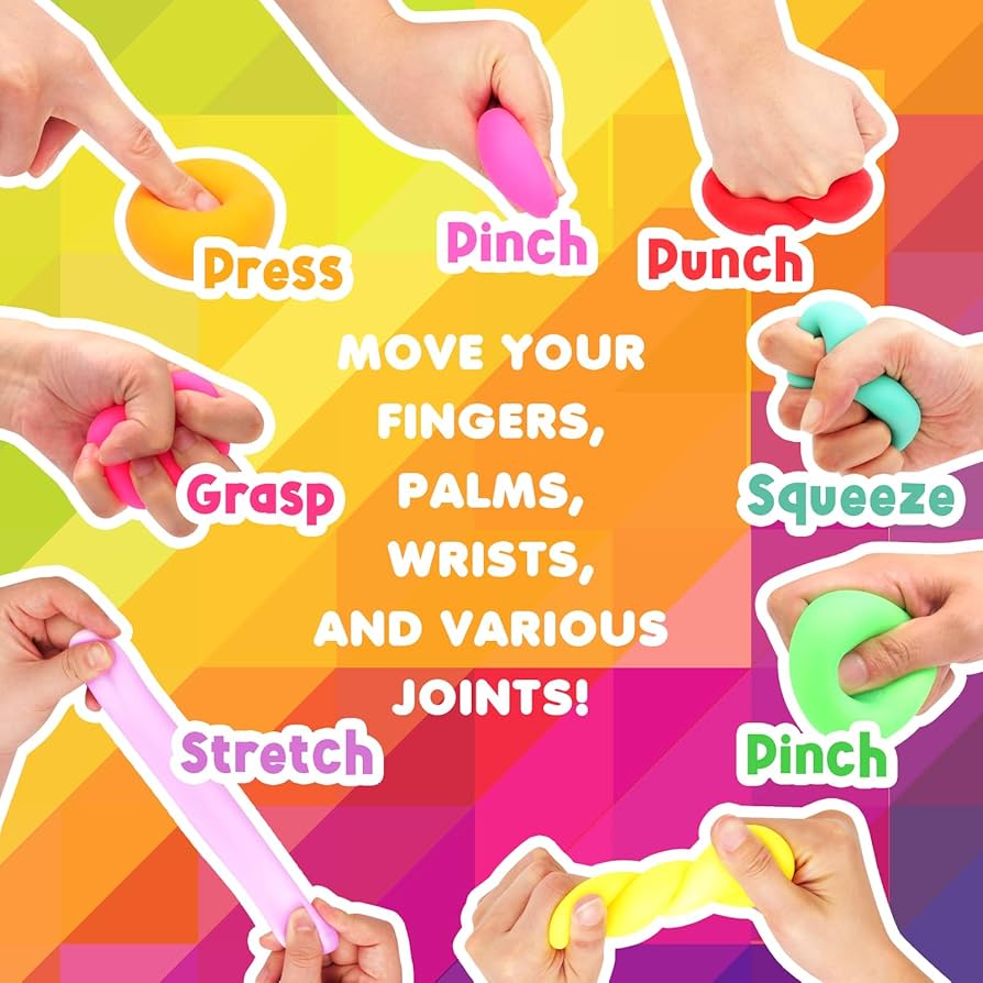 HTI Stretcherz Mini Stretch Squad Pack Of 10 Fidget Toys | Soothing And Stress Relief Squishy Toy, Anxiety & Calming | Sensory Play Set | Party Bag Fillers For