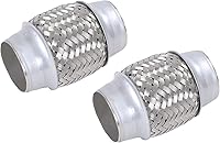 Vista 1 de 2 piezas de tubo flexible de escape de acero inoxidable doble trenzado 1.75" x 4" con extremos de 4" de largo