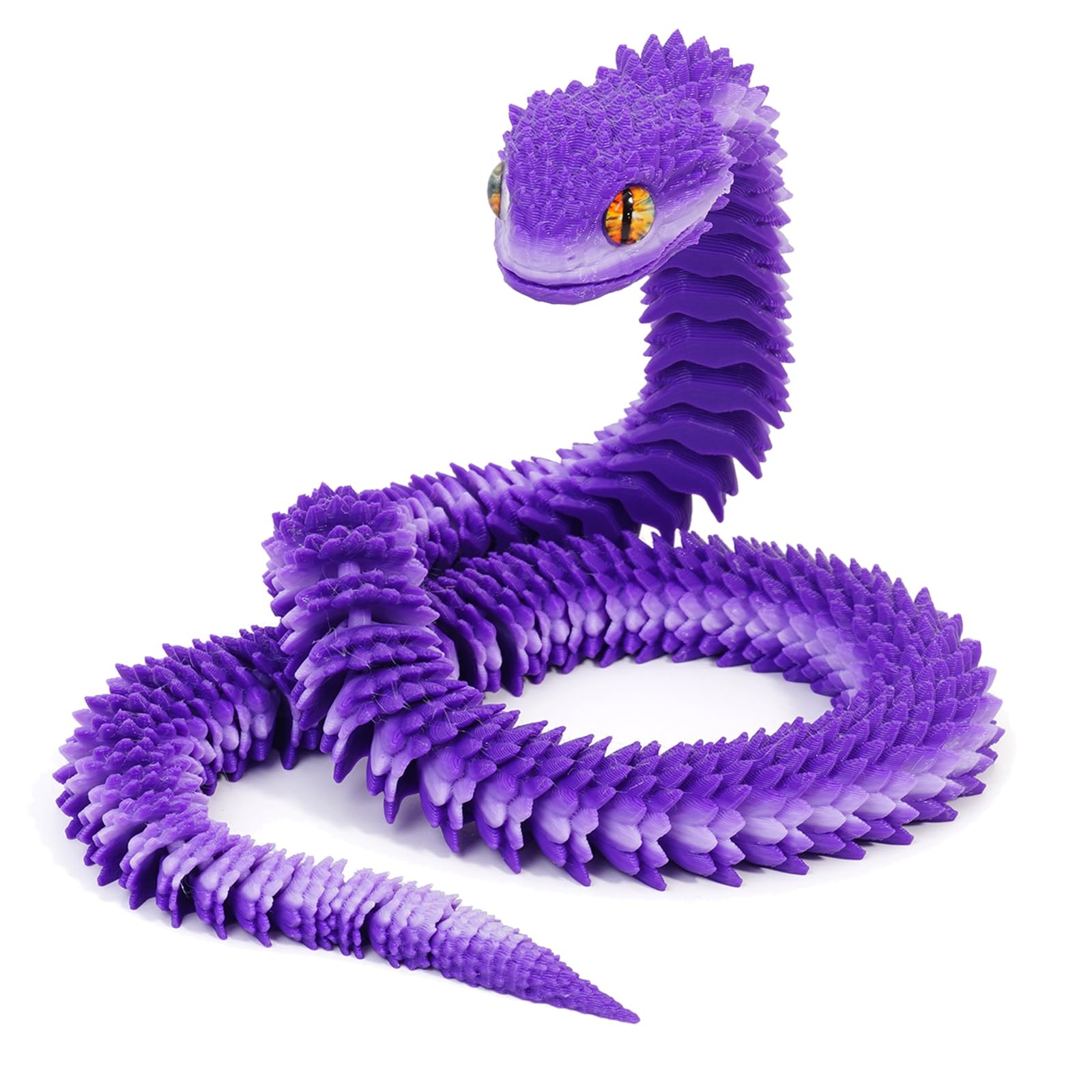 Generic 3D Printed Snake, 40CM Poseable Fidget Toy with Movable Joints, Realistic Snake Viper Executive Desk Toy for Home Office Decor Present