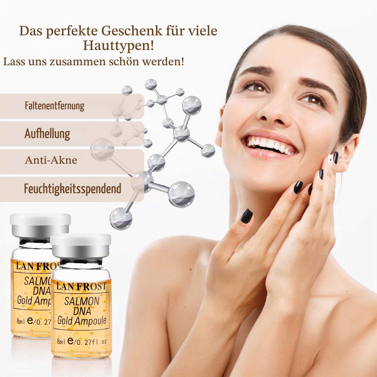 BB Facial Glow Starter Kit Serum Hyaluronic Acid Essence Skin Care | 8ml 12 PCS, Zur Verwendung mit Microneedle Skin Conditioner (Gold)