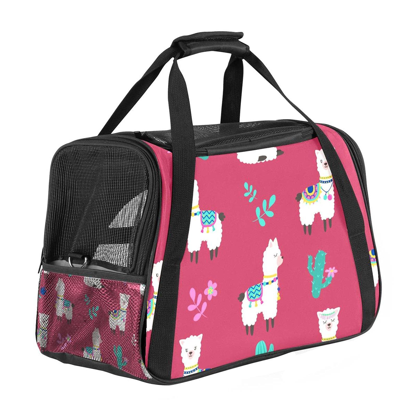 Sac de transport souple pour chien et chat rouge Bennigiry avec 3 portes et bandoulière