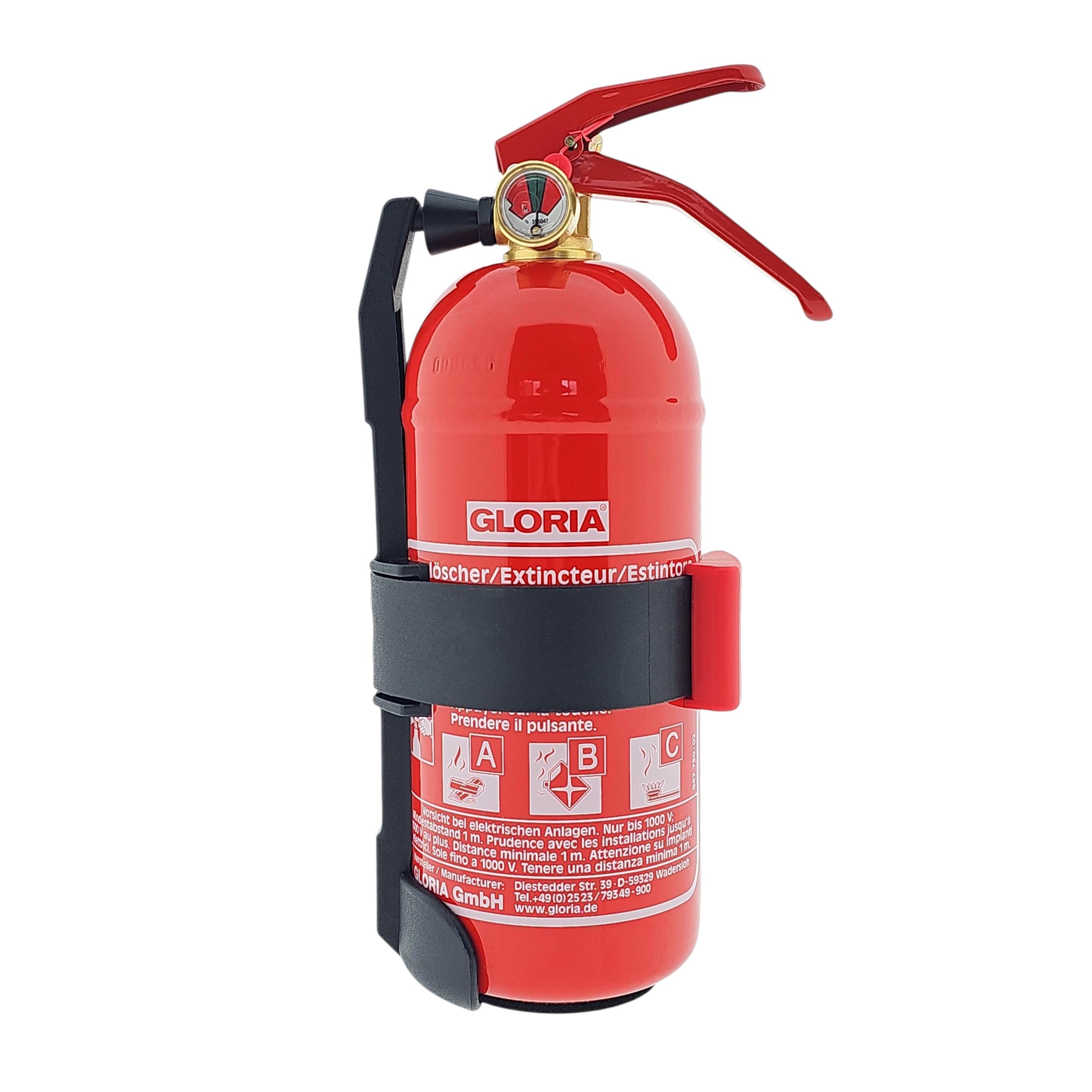 Gloria PD2GAM Extincteur à poudre avec manomètre 2 kg Classe d'incendie : A, B, C Contenu : 1 pièce