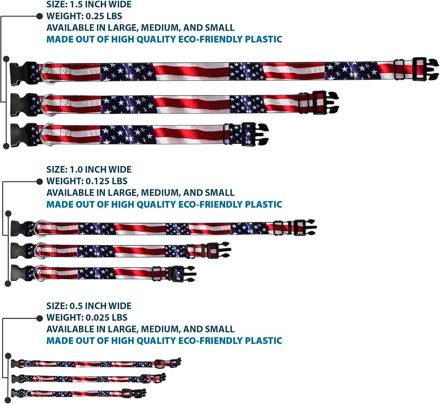 Buckle-Down PC-W30158-WL An Flag Vivid Close-Up Plastic Clip Collar, Wide Large/18-32"