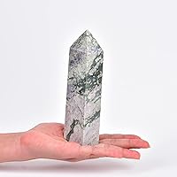 Vista 112 de JIC Gem Extra Large Rare Dendritic Jade Crystal Tower Natural Quartz Crystal Tower Point Wand Large Crystals and Stone Energy Crystal Wand Home