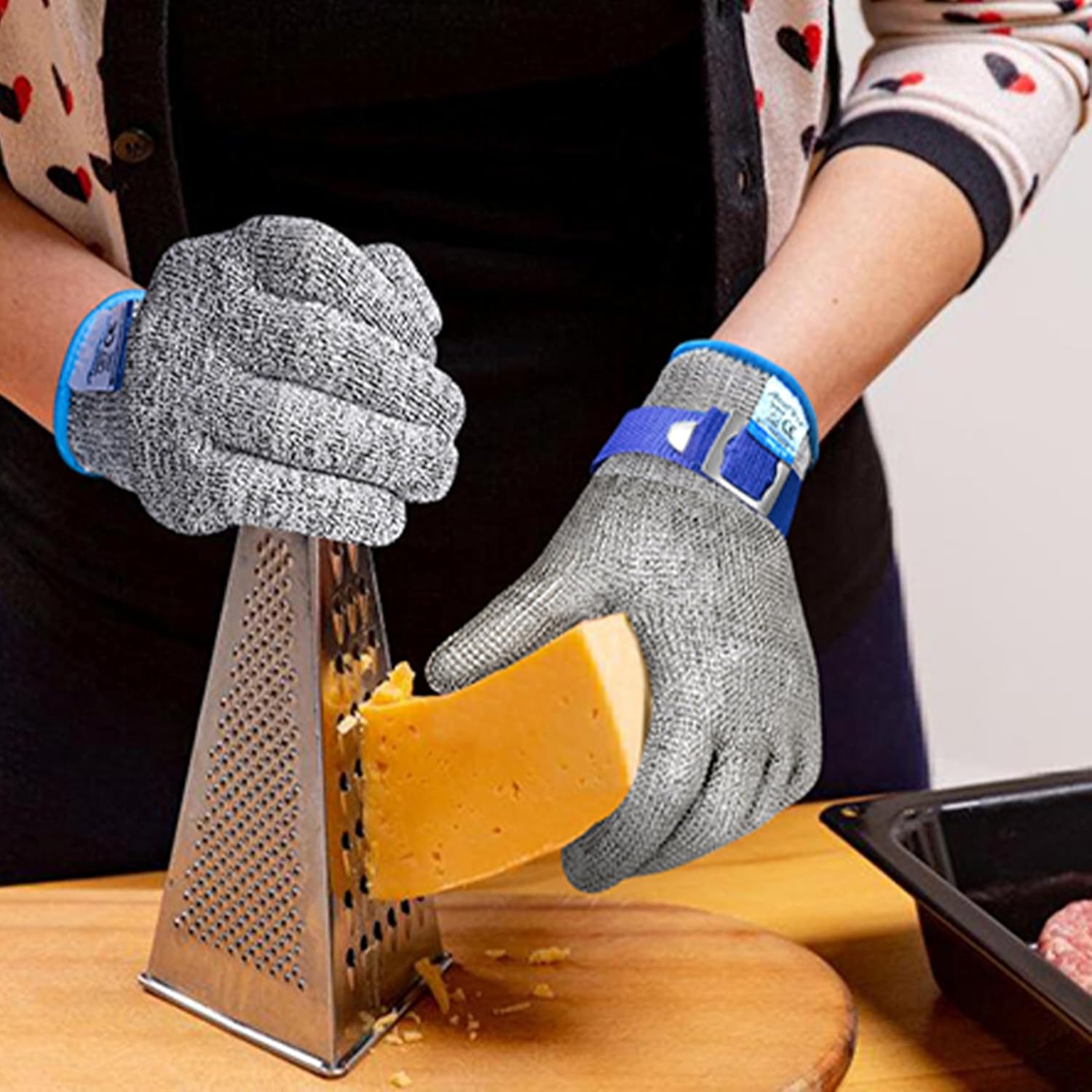 Cut Resistant Gloves Food Grade & Stainless Steel Mesh for Oyster Shucking Butcher Work Kitchen Meat and Fish Slicing Lightweight Breathable Anti-Cut Gloves(2 Pcs -Size: 9/Large)