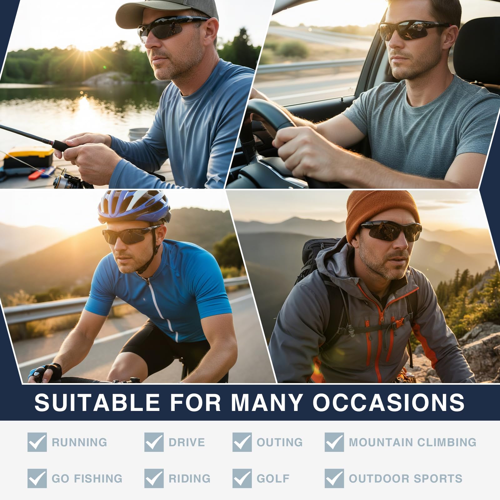 DEHOTRE Bifokale Lesebrille für Herren, TR90-Rahmen, zum Umwickeln, Sport, halbrandlos, Sonnenleser für Fahren, Golf, Angeln, 2 Stück