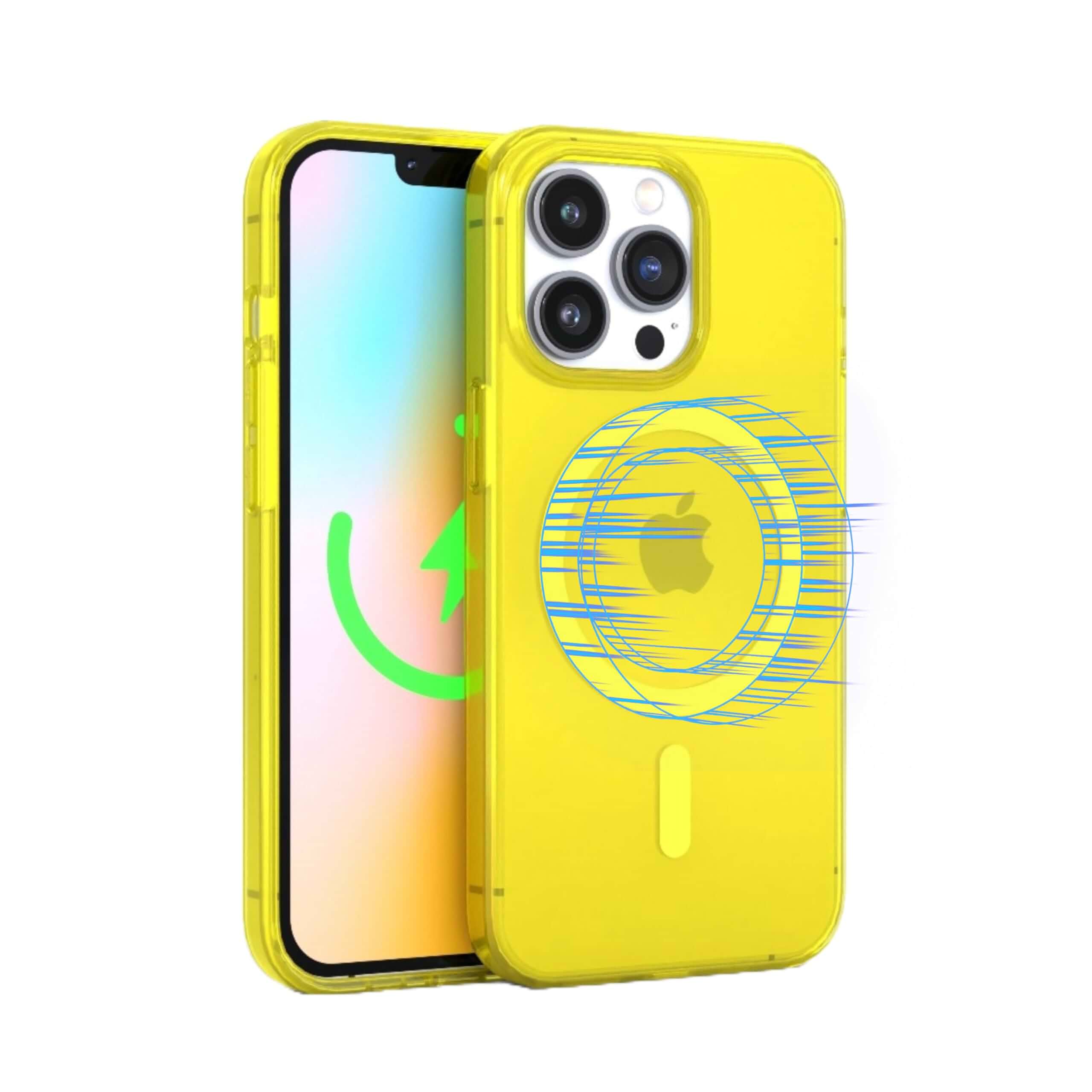 FELONY CASE for iPhone 15 Pro Max Neon Yellow MagSafe Crystal Clear Case