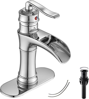 BWE Vessel Sink Faucet Single-Handle With Pop Up Drain Assembly And Supply Hose Lavatory Waterfall Bathroom Faucets Mixer Tap Deck Mounted Oil Rubbed Bronze - View #8
