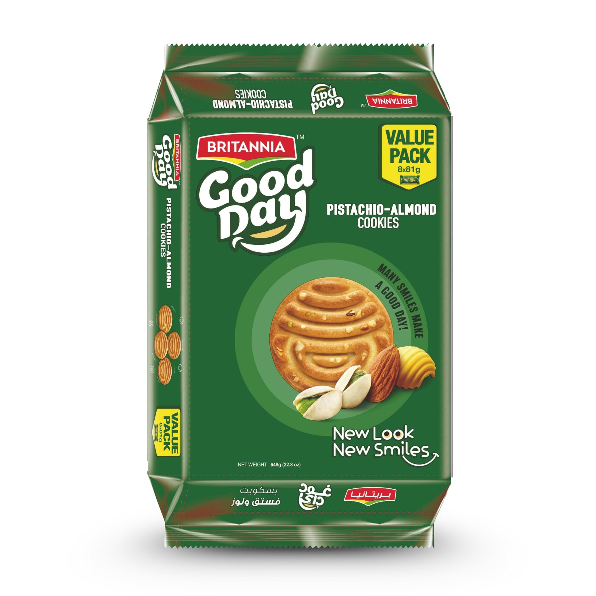 Good Day Almond Pistachio Cookies 72G, Multipack Of 8, Biscuits With Nuts & Butter