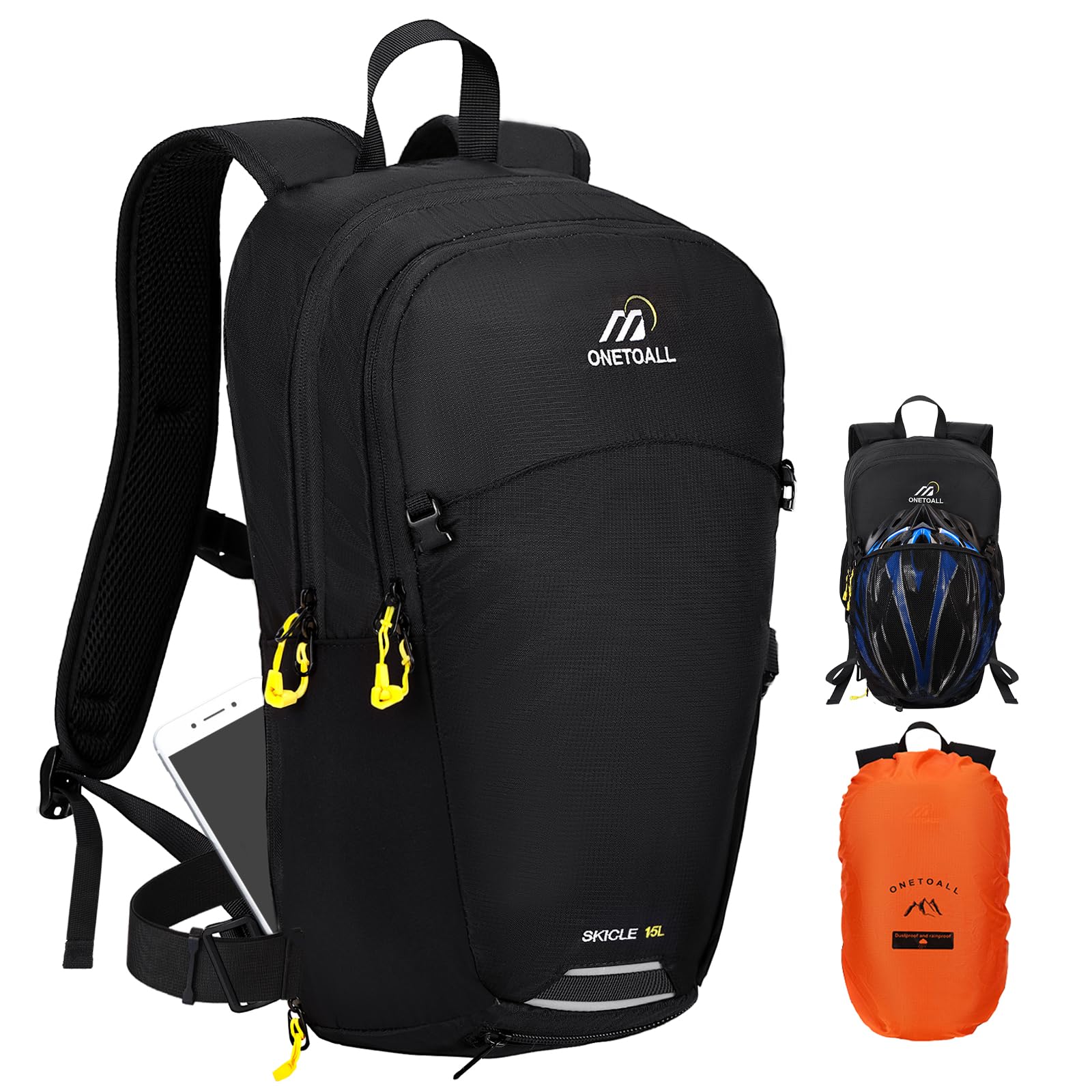 Mochila de Ciclismo 15L / 20L con Funda Impermeable, Mochila Hidratación Mtb para Hombre y Mujer, Mochila Senderismo Pequeña y Antirrobo para Moto, Esquí, Bicicleta, Montaña y Running