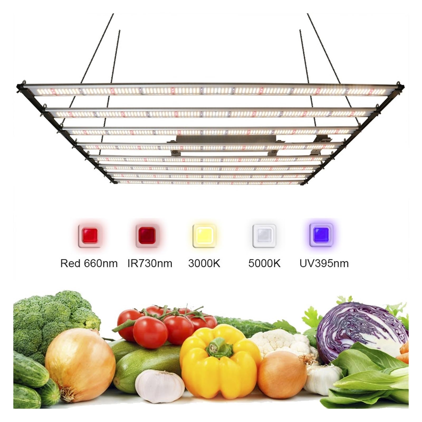 Lámpara de Cultivo, Luz LED de Cultivo de Espectro Completo de 1000W y 1500W, Barra de luz LED de Cultivo LM301H, Encendido/Apagado UV IR for luz de Plantas(320W)