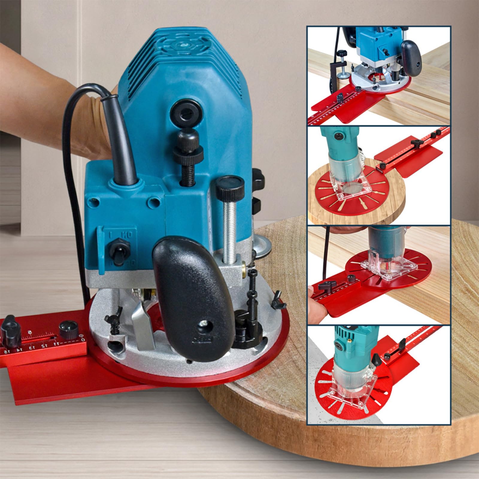 4-in-1 Router Circle Cutting Jig - Aluminum Alloy Woodworking Guide Tool