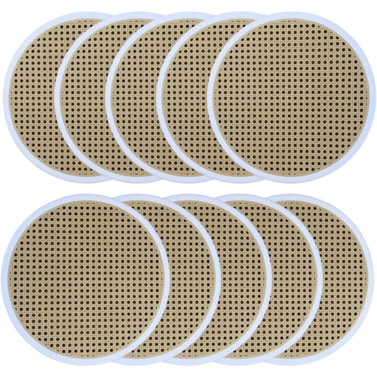 Tomaino - Coussins de chaise ronds, pièces de rechange en paille pour chaises Vienna, Bistrot, Thonet - 10 pièces (blanc)