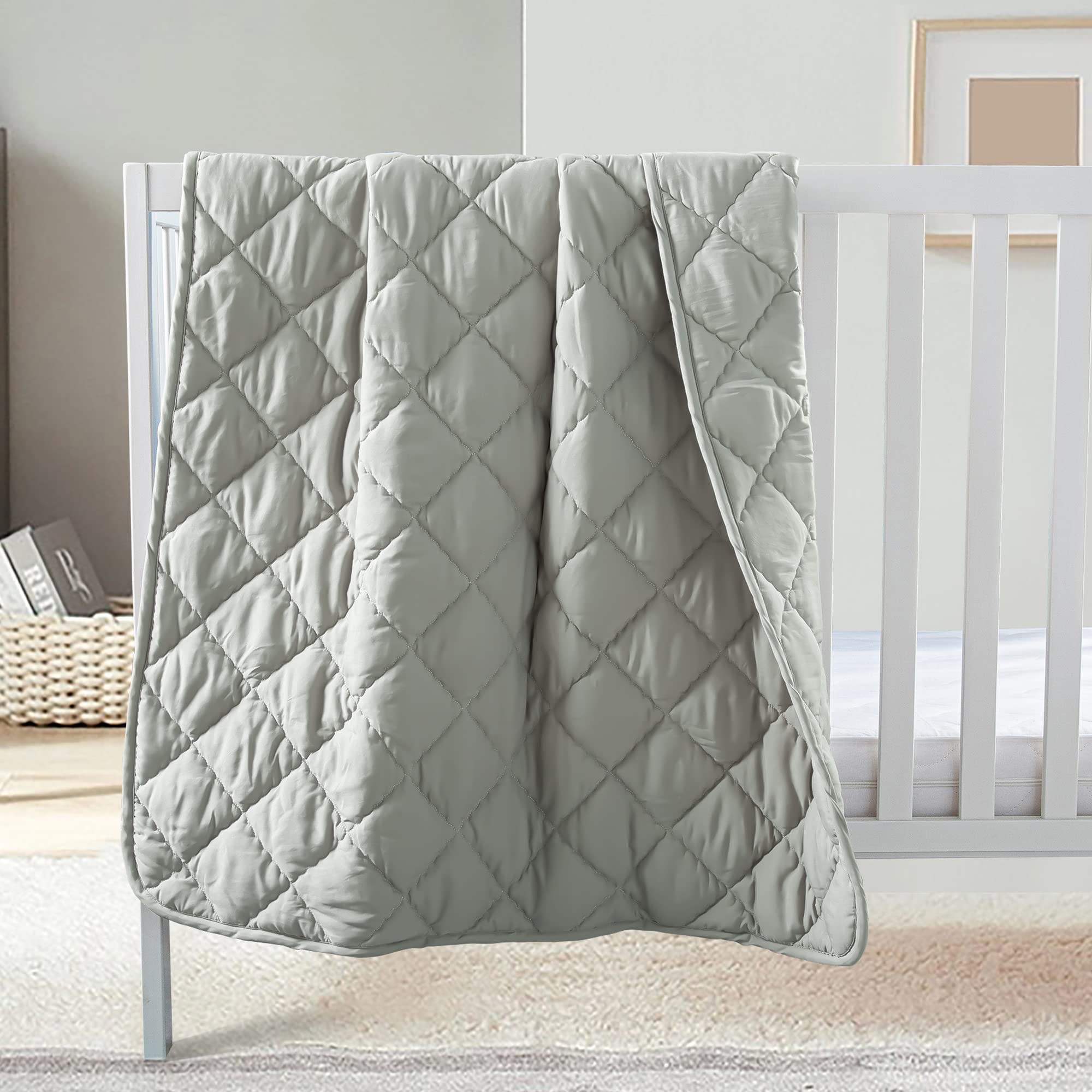 FLXXIE 43x60 Inch Down Alternative Toddler Comforter, Somke Grey