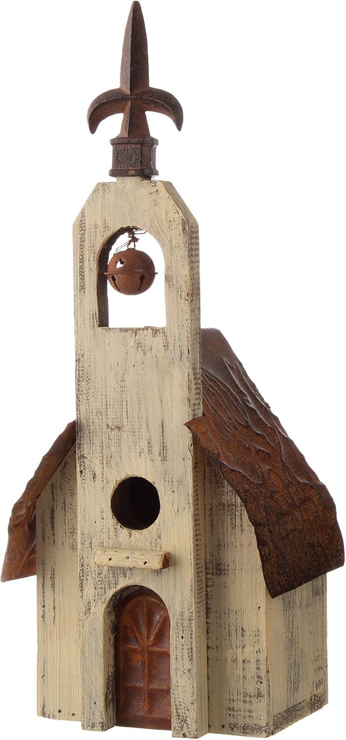 Glitzhome 17.95" H Wooden Three-Tier Hanging Distressed Garden Birdhouse : Garden & Outdoor