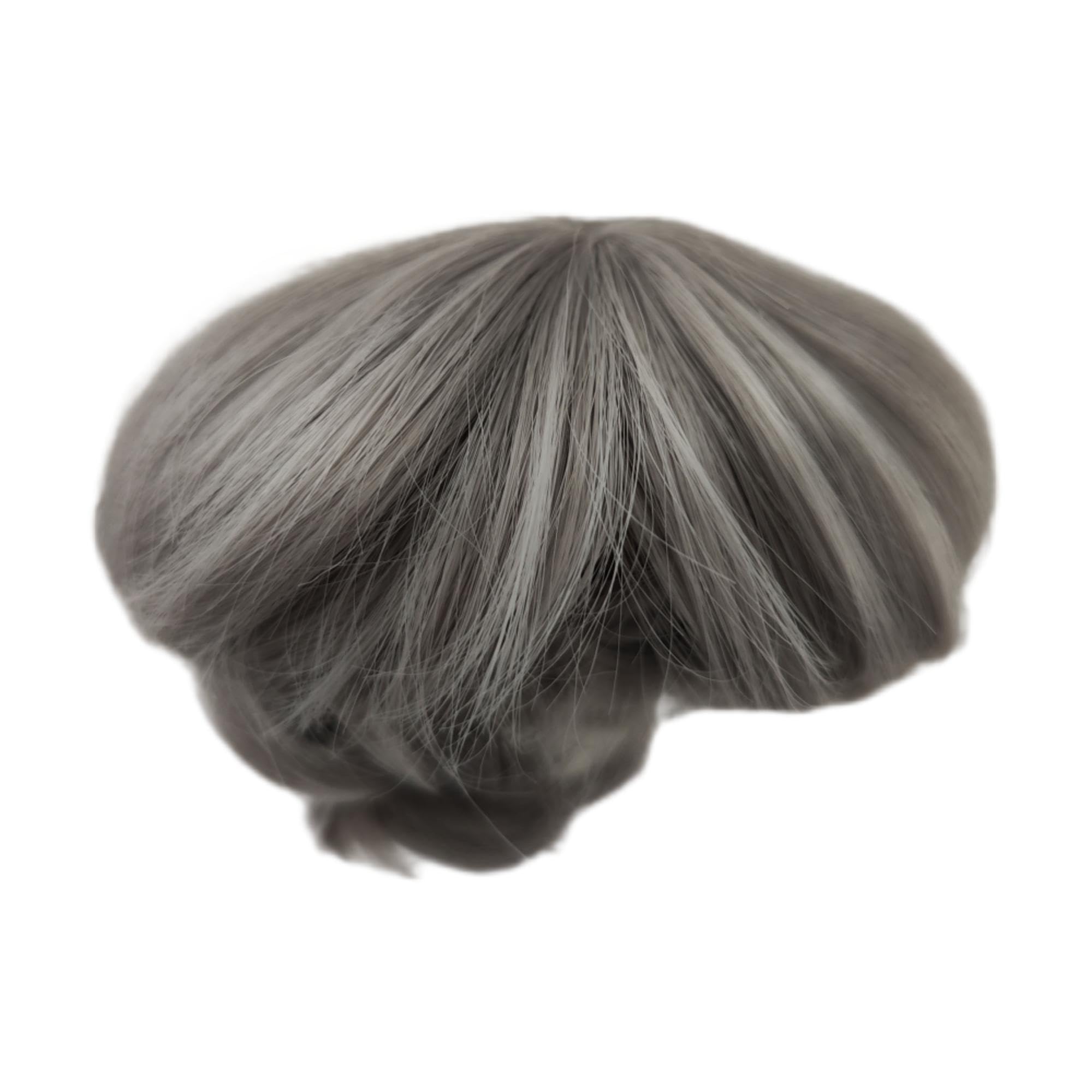 1/3 1/4 1/6 1/8 bjd sd Doll Wig Short Black Hair high Temperature Fiber Antique Wolf Tail Styling Blank Hair Set (Grey, 1/8)