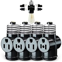 Vista 14 de Paquete de 2 adaptadores de enchufe de luz a enchufe, convierte el enchufe de luz E26 a adaptador de salida de 3 clavijas y enchufe de bombilla