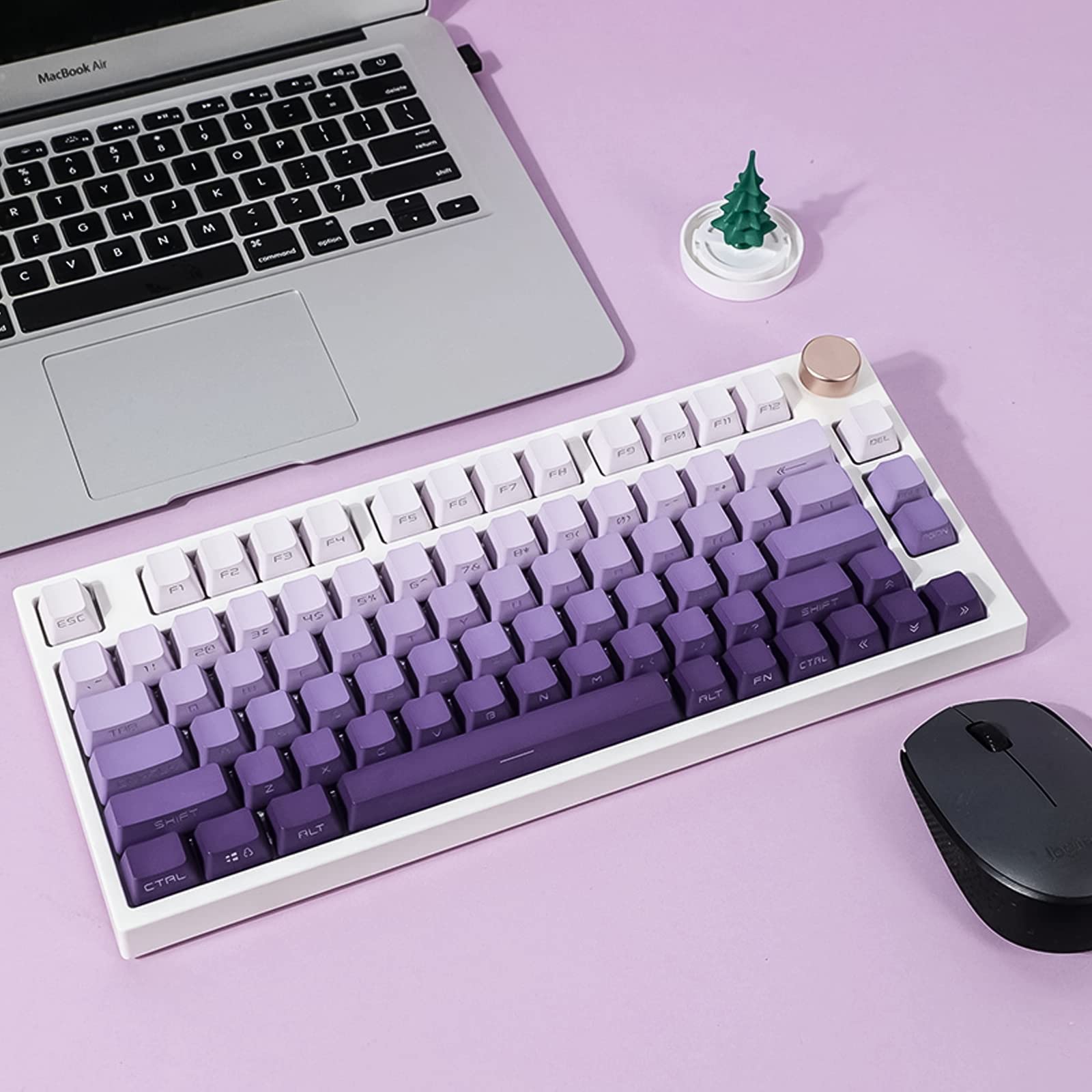 Gradient Purple Keycaps 134 Keys OEM Profile Double Shot PBT Keycaps Set Fit for 61/64/87/104/108 Cherry MX Switches Mechanical Keyboard