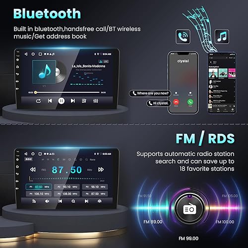 Miniatura 8 de Para Toyota Corolla 2009 2010 2011 2012 2013 Android Car Stereo con CarPlay Android Auto HiFi Audio 16 EQ, podofo 9 pulgadas pantalla táctil Radio