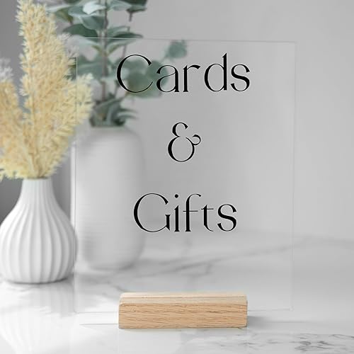 Miniatura 7 de Ilyapa Soportes acrílicos para letreros con soportes de madera, paquete de 8 unidades, 8 x 10 pulgadas, juego de números de mesa en blanco para