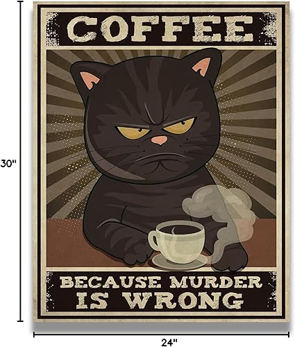 Miniatura 6 de Coffee Because Murder Is Wrong Room Decor - Retro Wall Decor for Kitchen Coffeehouse Bathroom Bedroom - Funny Wall Art Gift for Women Men Coffee and