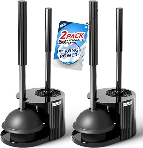 Miniatura 8 de FORASTO- Juego de desatascador y cepillo para inodoro 2 en 1, desatascador con mango alargado, herramientas de limpieza para baño, suministros