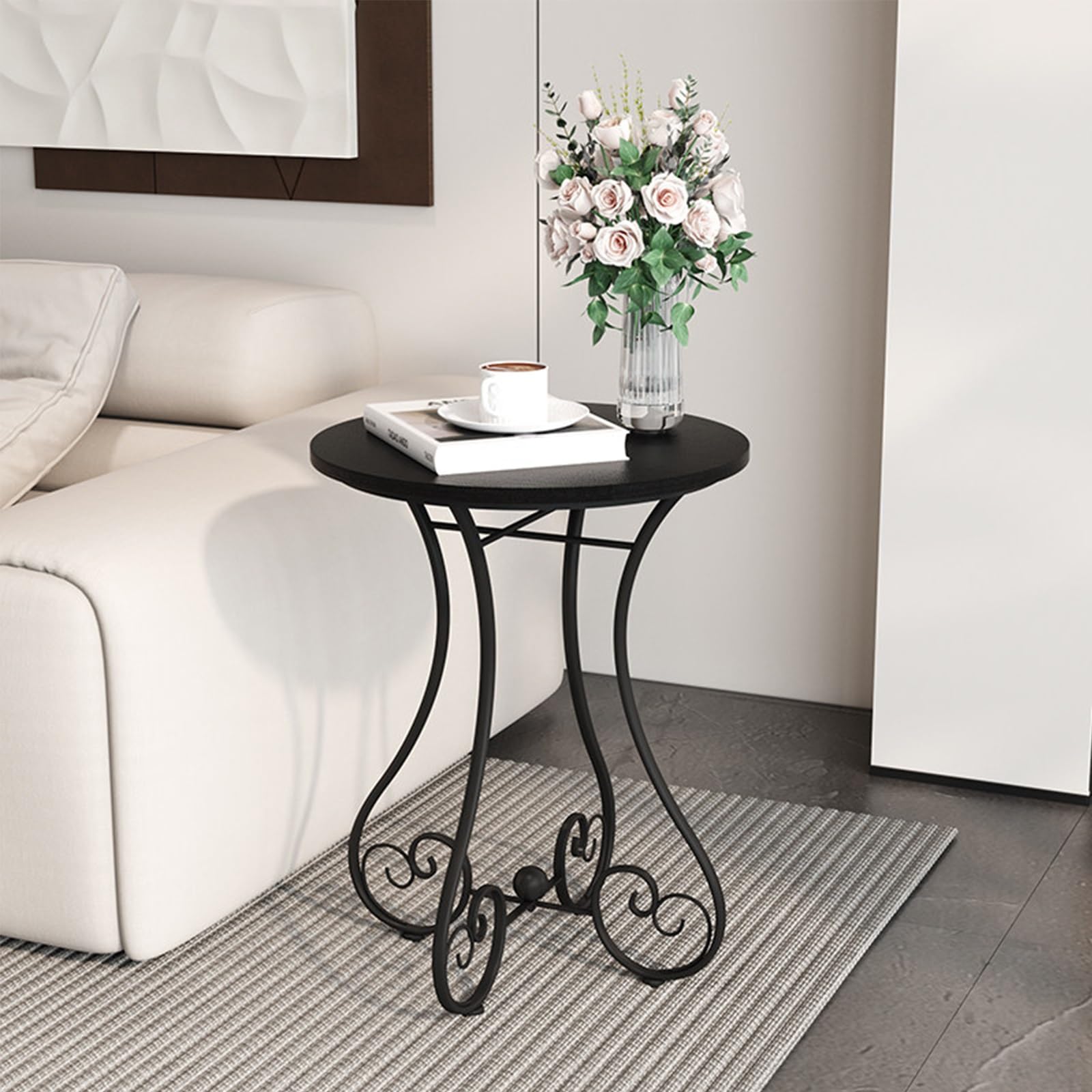 Mesa portátil de metal para bistro con doble cruz y base regulable estable