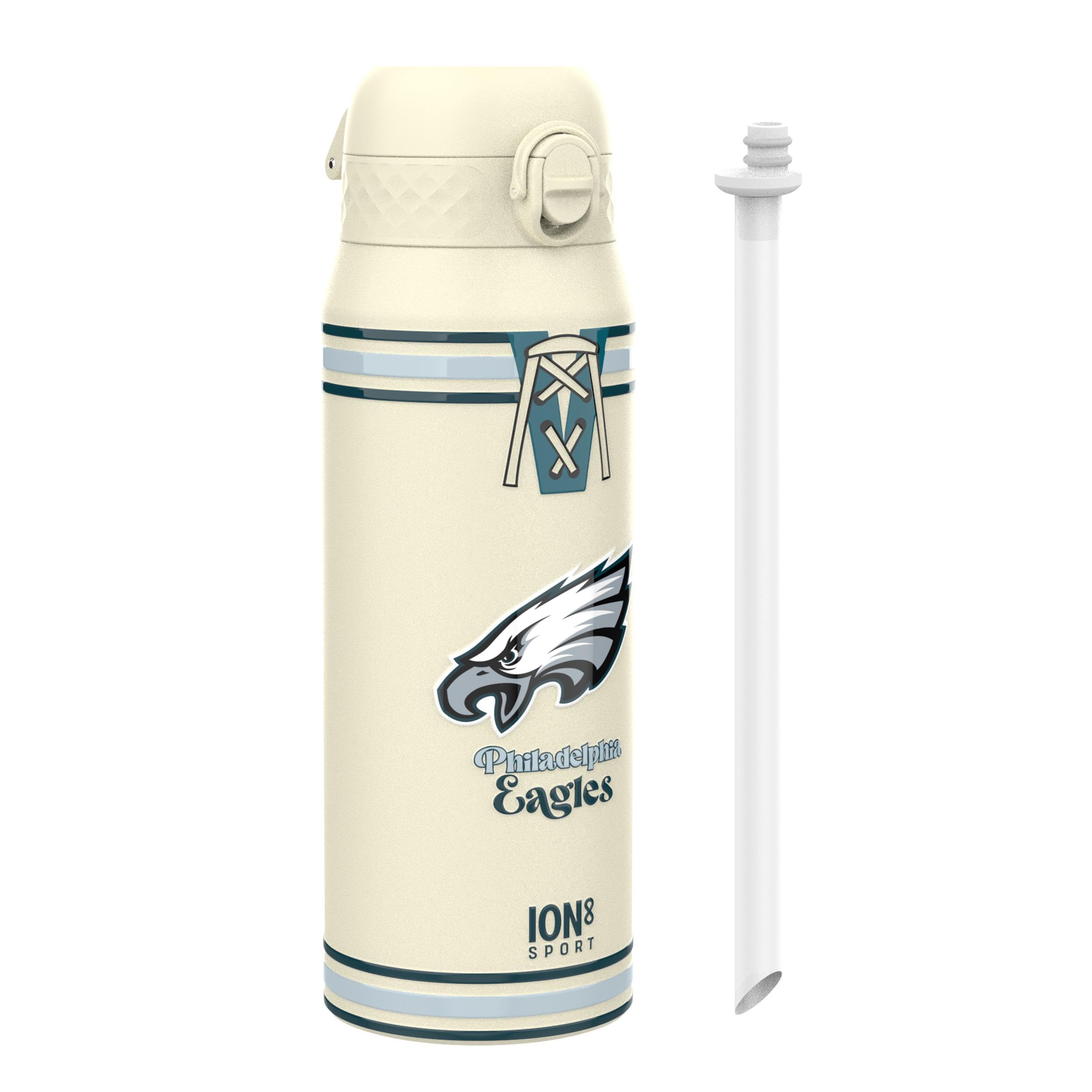 NFL Philadelphia Eagles Sports Thermal Water Bottle with Removable Straw, 750ml/24oz, Leak Proof Insulated Drinking Bottle, Easy to Open, Secure Lock, Dishwasher Safe, Flip Cover, Metal Water Bottle