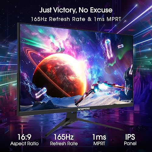 Miniatura 7 de Sceptre IPS 27" Gaming 165Hz 144Hz HDMI DisplayPort FHD Monitor LED, AMD FreeSync FPS RTS altavoces integrados máquina negro (E275B-FPT168)