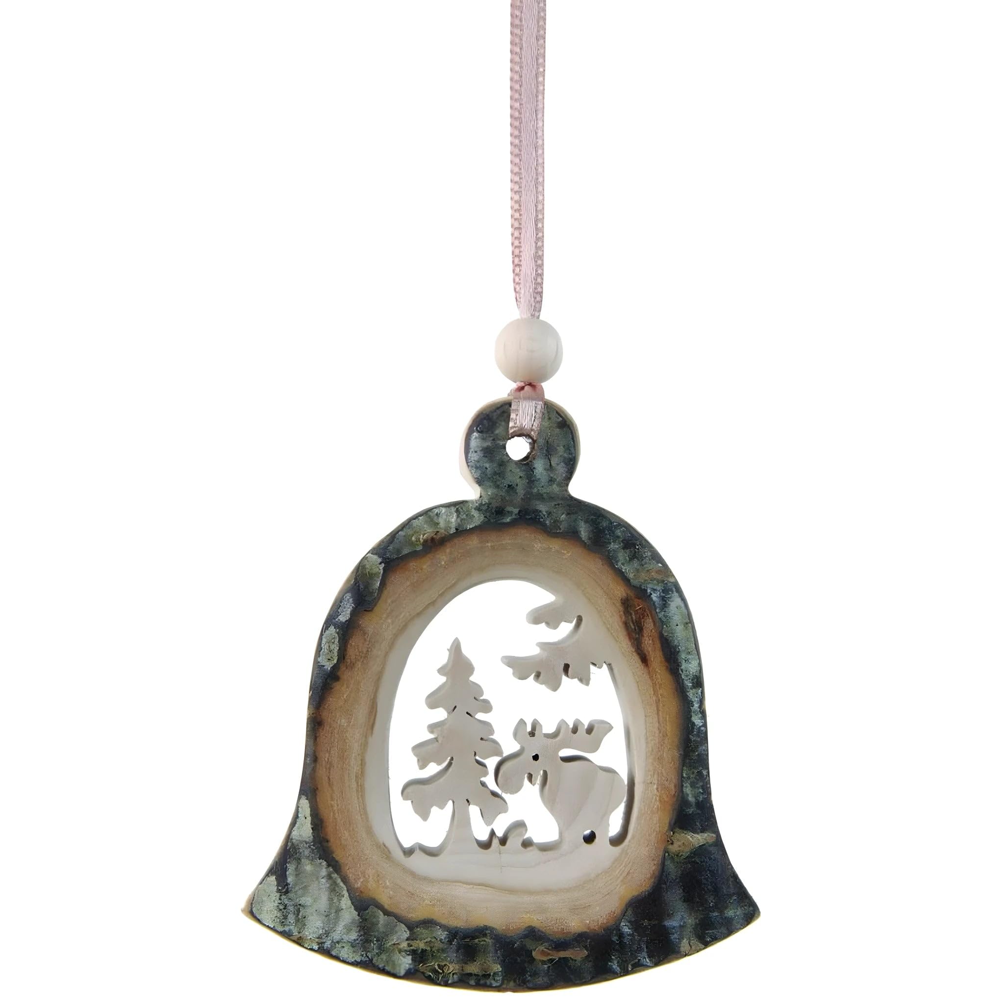 Dolfi Bark Bell Decoration 10 cm | Natural Wood in Val Gardena | Nativity Figure
