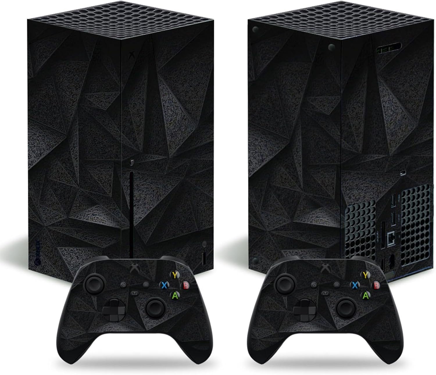 Skin Sticker for Xbox Series X Console Controllers, Protective Skin Wrap Vinyl Decal for Microsoft Xbox Series X, Protector Wrap Cover Protective Faceplate Full Set for X-Box X(Grey-Black Triangle)