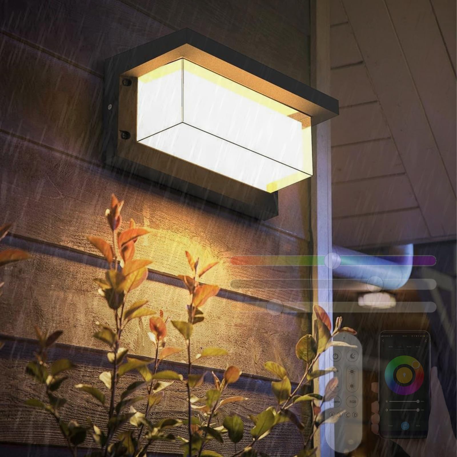 Appliques murales extérieures RGB variables et étanches IP65 avec télécommande