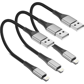PEAKLIFT iPhone Charging Cable Short [30 cm 3 Pack] MFi Certified Nylon 0.3 m USB A to Lightning Cable Fast Charging Cable Compatible with iPhone 14 13 12 11 Pro Max Xs Xr X 8 7 6 Plus SE iPad Air/Mini