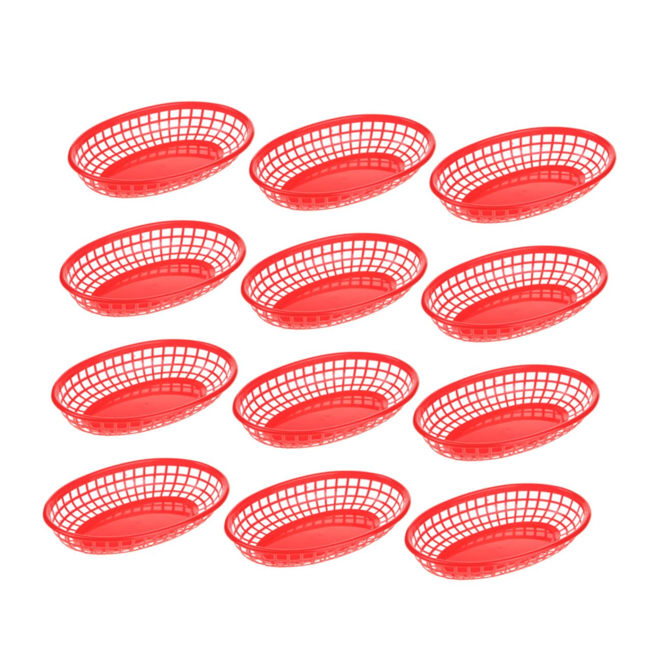 Alipis 12Pcs Boat Shaped Plastic Food Serving Tray Chip Burger Basket for Snacks Fruits Fries for Home Restaurant Ktv Decor