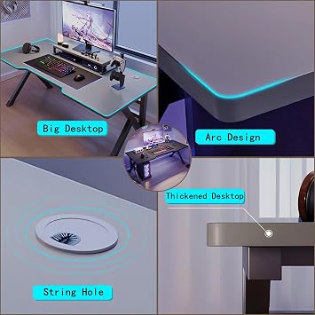 Large Gaming Desk, Black PC Computer Desk, Ergonomic Home Office Desk with Carbon Fiber Surface Gaming Table Workstation for Gift Idea 39.4 x 23.6 x 29.5 inches 100 x 60 x 75 cm