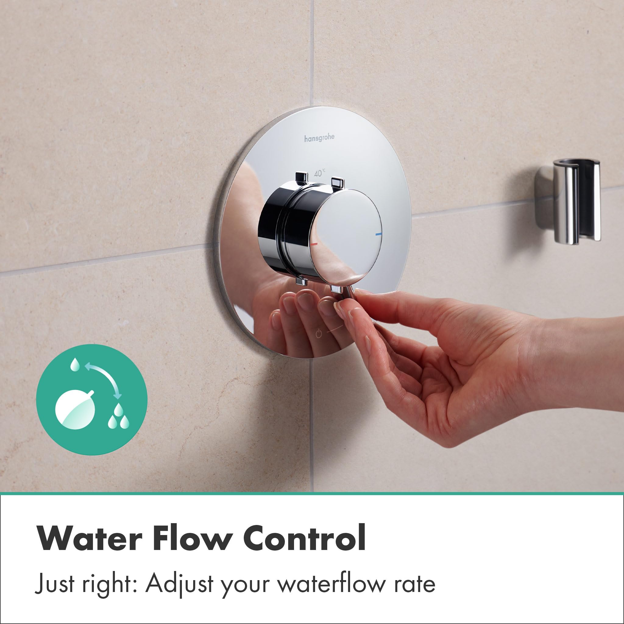 hansgrohe Ecostat Comfort S - bateria termostatyczna podtynkowa, armatura łazienkowa z zabezpieczeniem przy 40 °C, termostat okrągły, kran do 1 odbiornika, chrom, 33714000