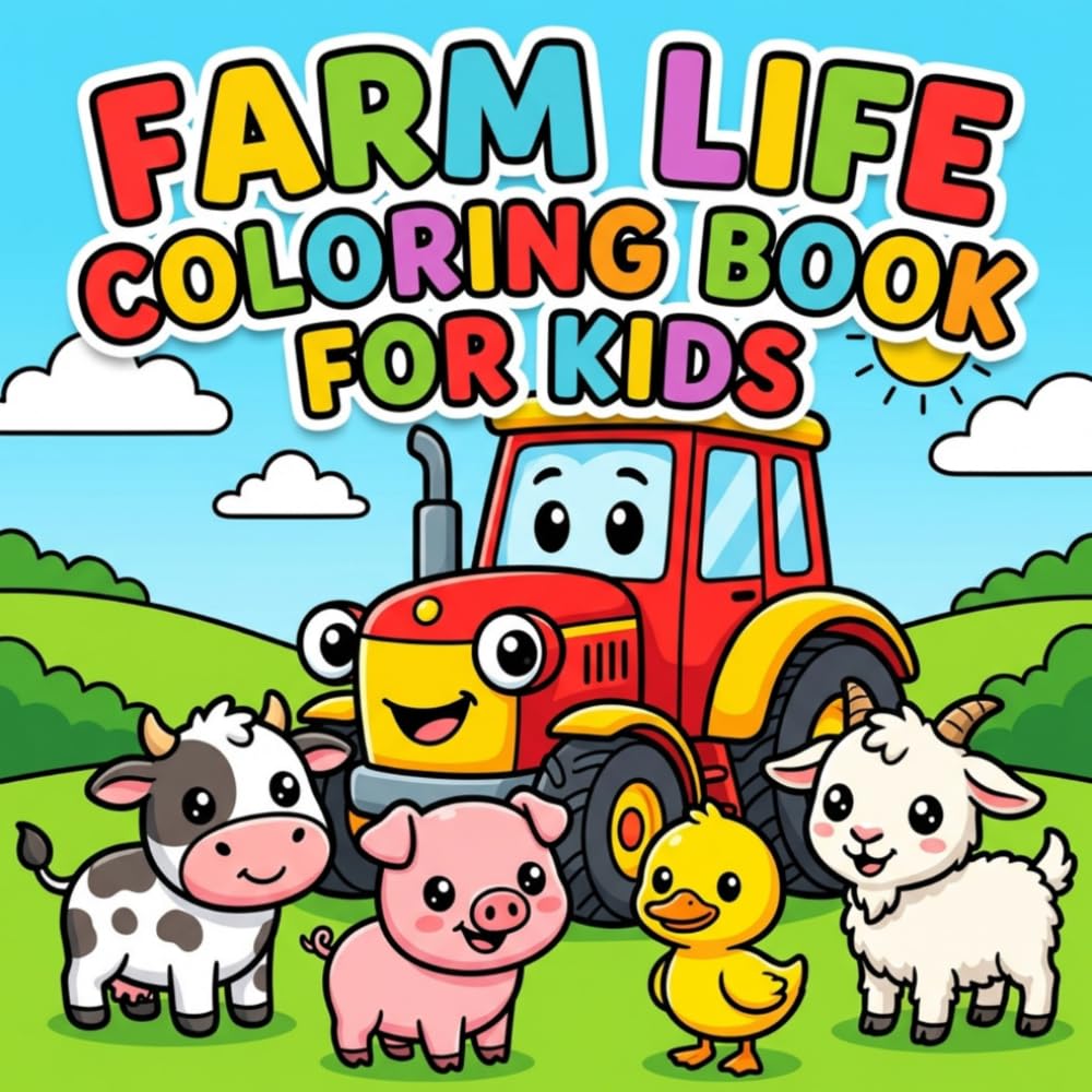 Farm Life Coloring Book for Toddlers 2–4: Bold and Easy Farm Animals, Tractors and Crops – Big Simple Designs for Boys and Girls Ages 2–4