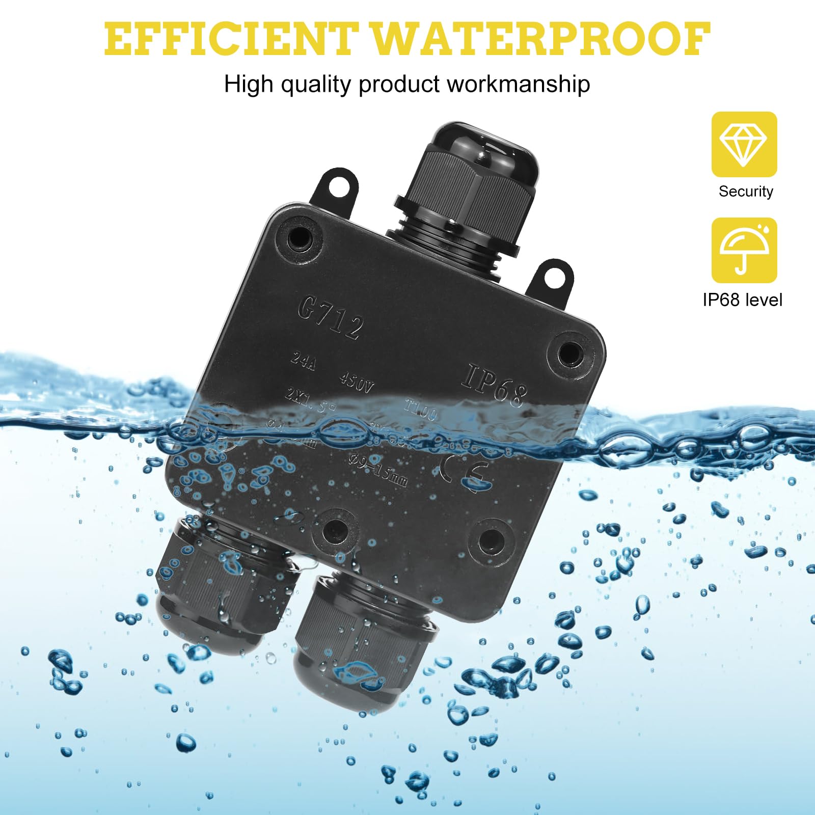 Lasklem Lasdoos XL 4-voudig IP68 Waterdicht Kabelverbinder Zwart Lasklem Lasdoos XL 4-voudig IP68 Waterdicht Kabelverbinder Zwart