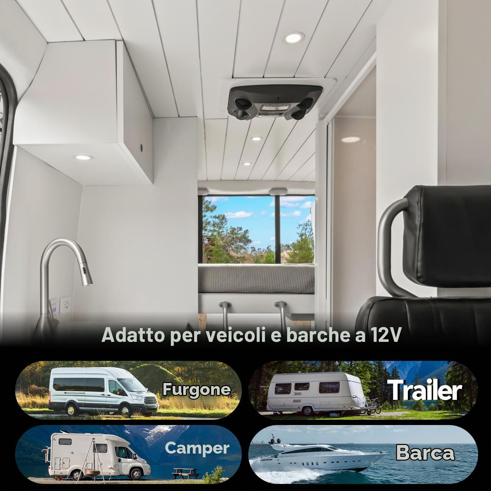 acegoo Faretti LED da Incasso DC 12V Lampada Soffitto Downlight Rotondo Plafoniera 3000K IP64 per Camper Barca Roulotte Furgone Cucina Bagno Cartongesso Mobile, 6 Pezzi Bianco
