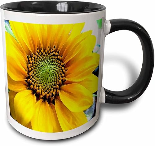 Miniatura 4 de 3dRose mug_62400_4 - Taza negra de dos tonos, diseño de girasol, 11 onzas, multicolor