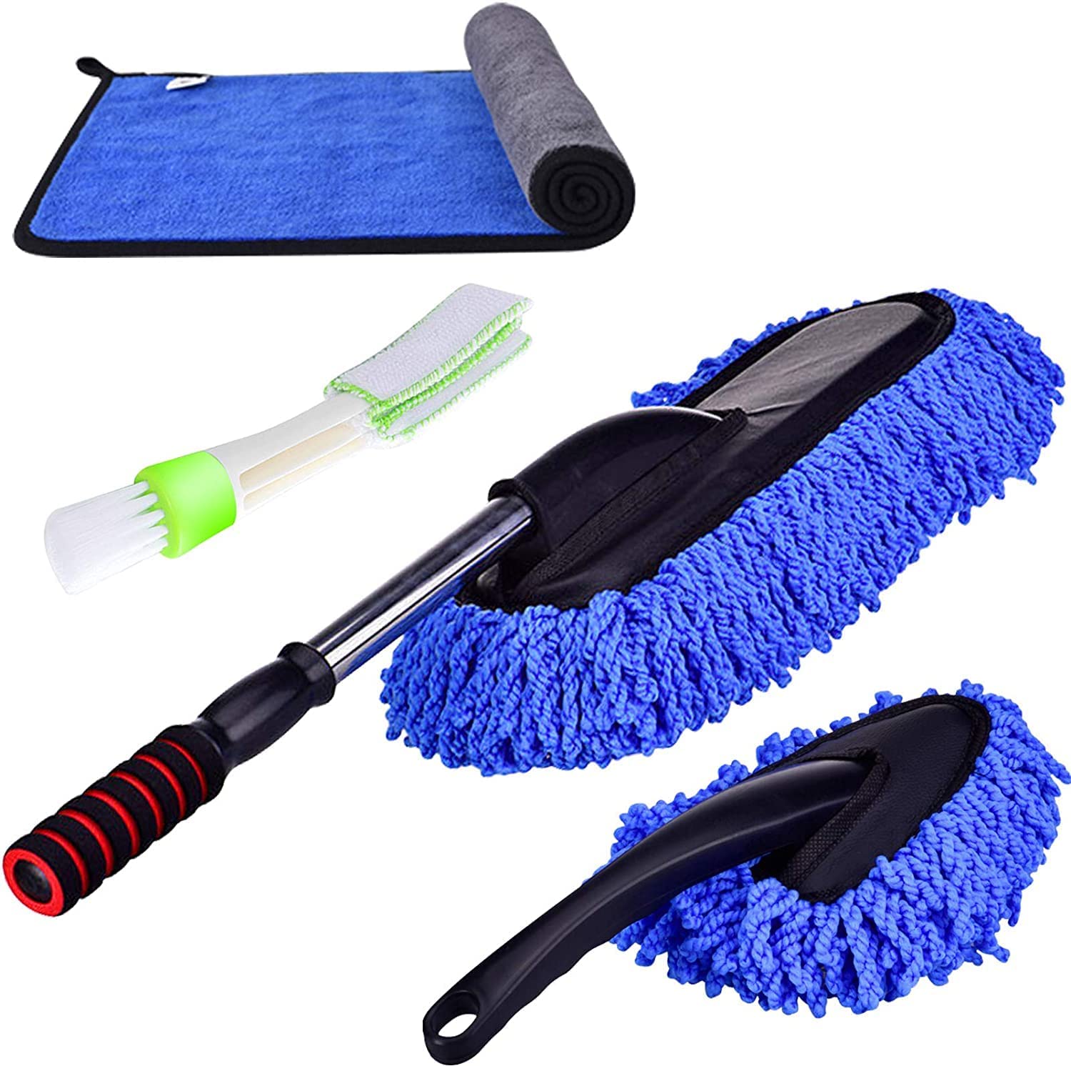 Favoto Car Duster Kit, Extendable Handle Microfiber Duster Dashboard Duster Interior,Air Conditioner Vent Brush and Microfiber Cloth for Cleaning Exterior or Interior Auto Duster Set (Set of 4)-picture-22