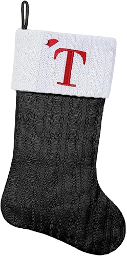 Miniatura 111 de Medias de Navidad con monograma de punto gris de 19.5 pulgadas. Calcetines de Navidad con inicial personalizadas, decoración de fiesta de Navidad