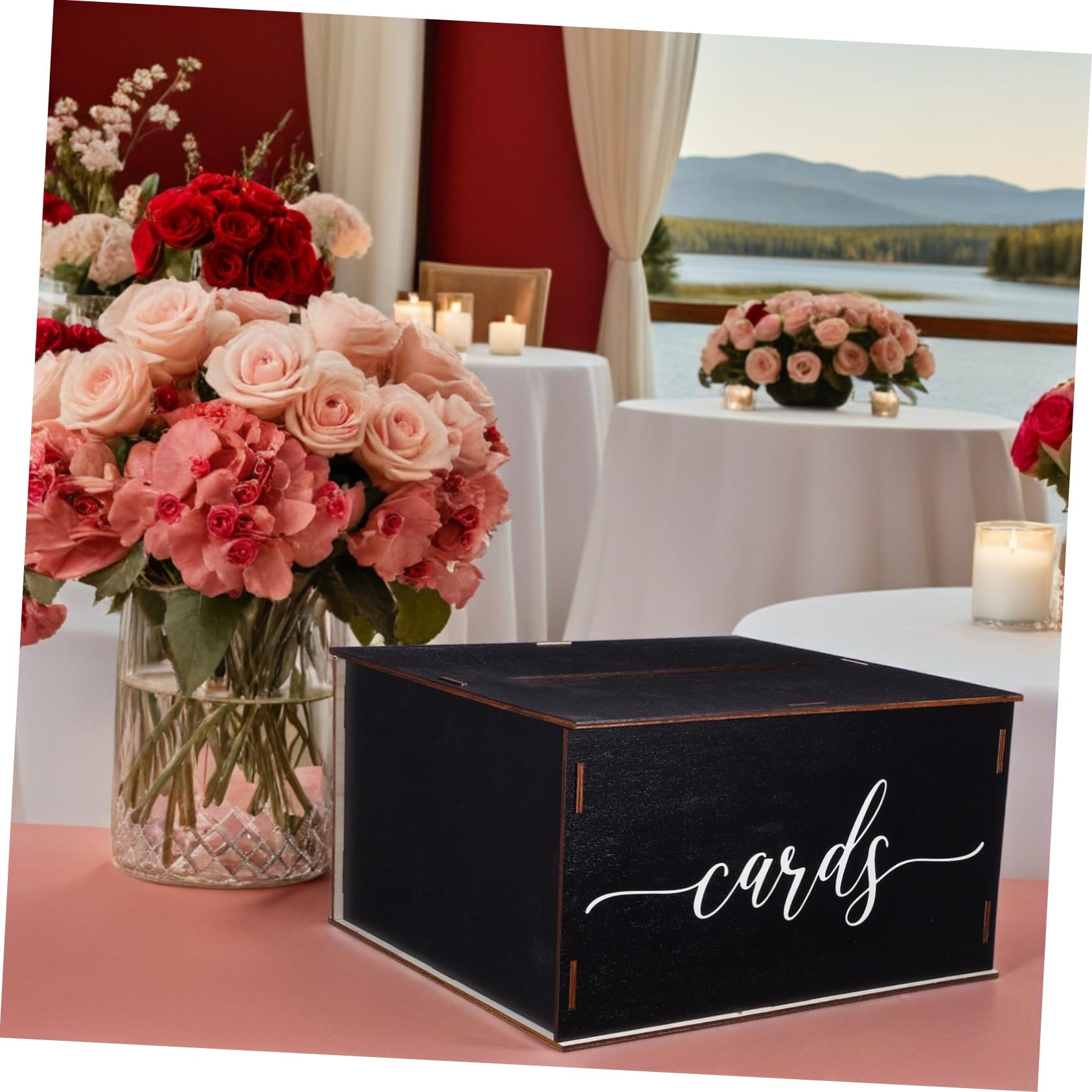 Zerodeko Scatola Carte in Nero per Matrimonio Custodia con per Buste Decorazione e Robusta per Ospiti e Denaro
