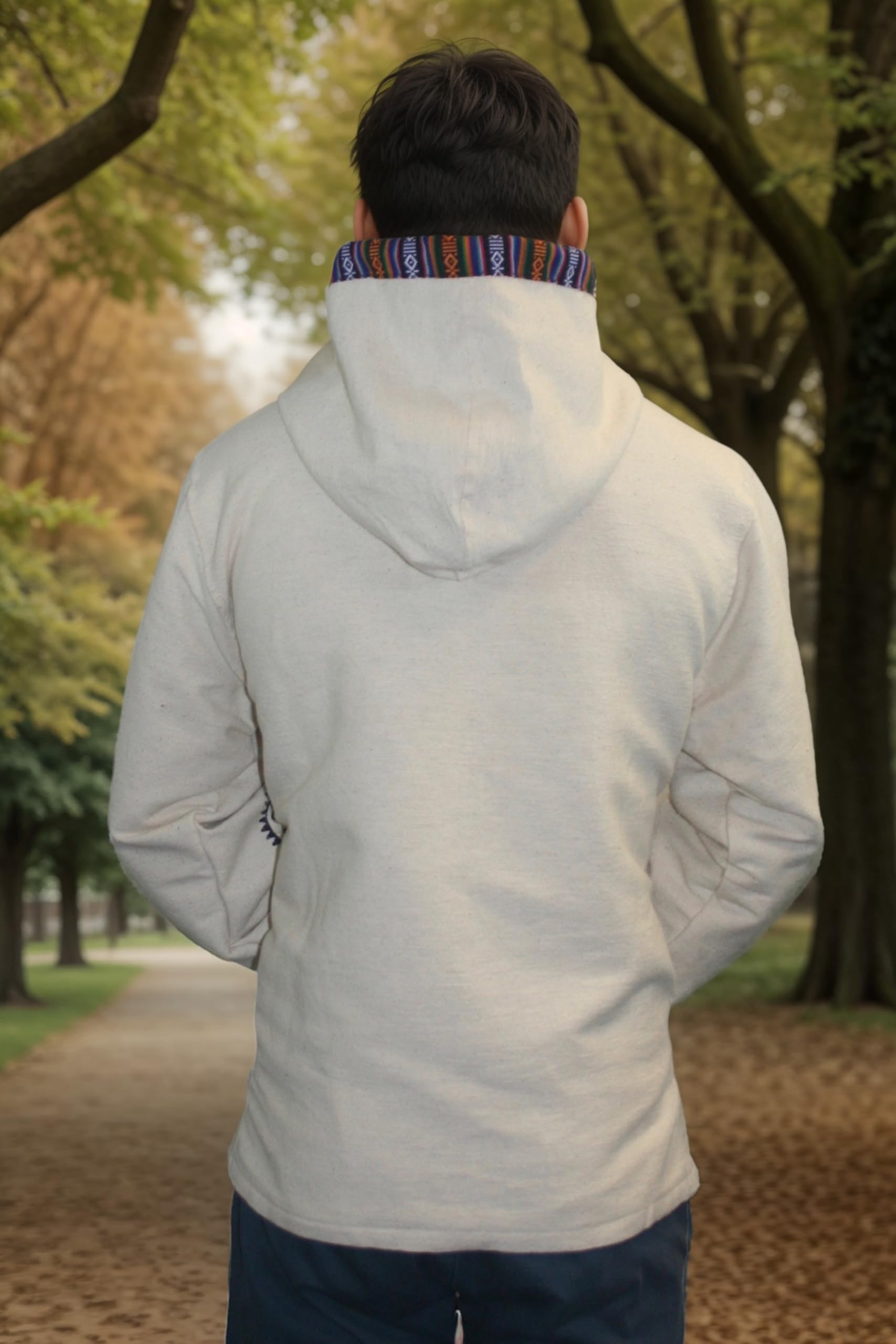 Agan Traders 2026 Mens Hoodie Jacket Heavy Cotton Fleece Lined Tibetan 100% Cotton Hoodie with Block Print Hippie Outwear product thumbnail 5