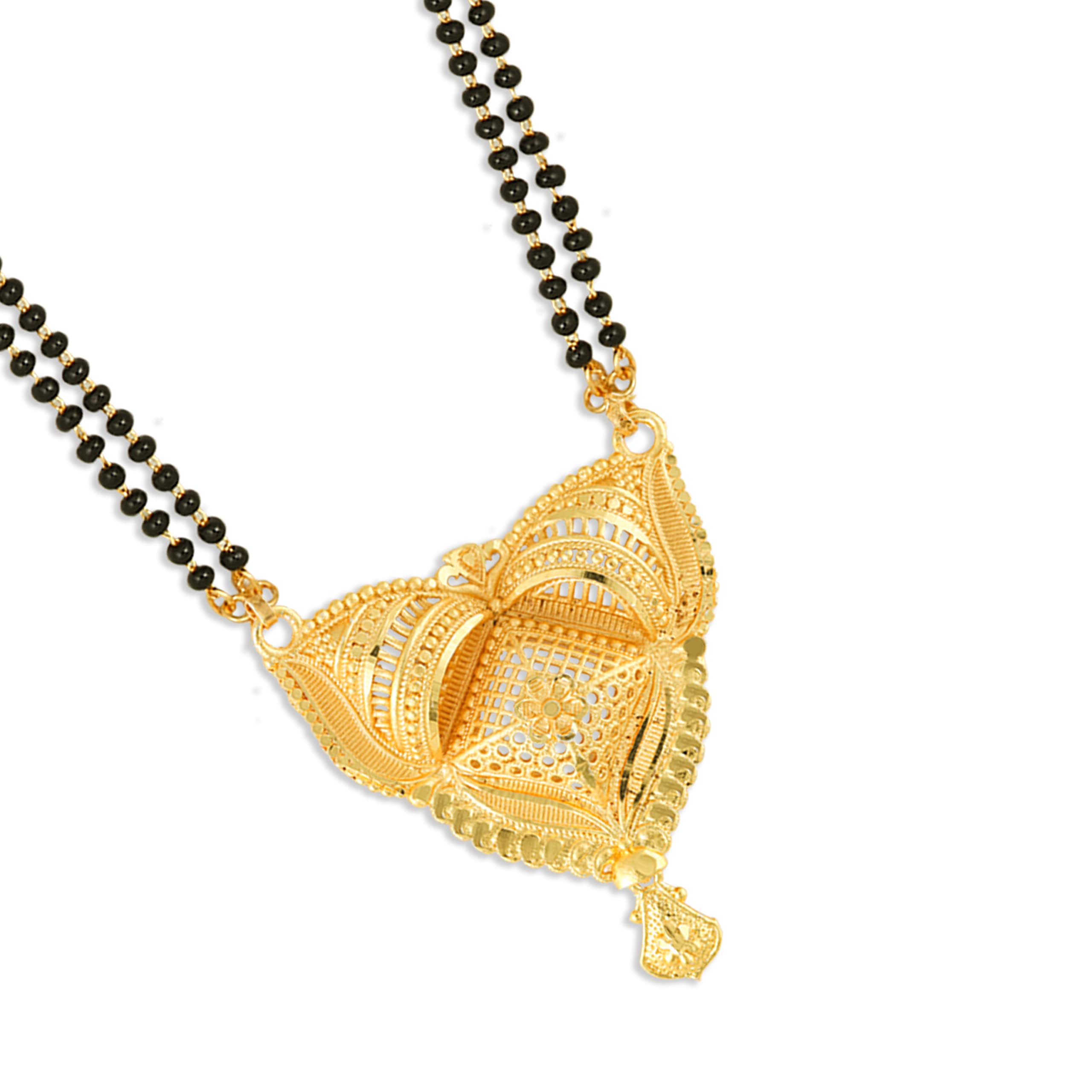 MEENAZ Mangalsutra For Women Girls Ladies Wife Temple South Indian Traditional 1 One Gram Gold Stylish Maharashtrian Long Chain Wati Mangal sutra Pendant Tanmaniya Black golden Nallapusalu Chains