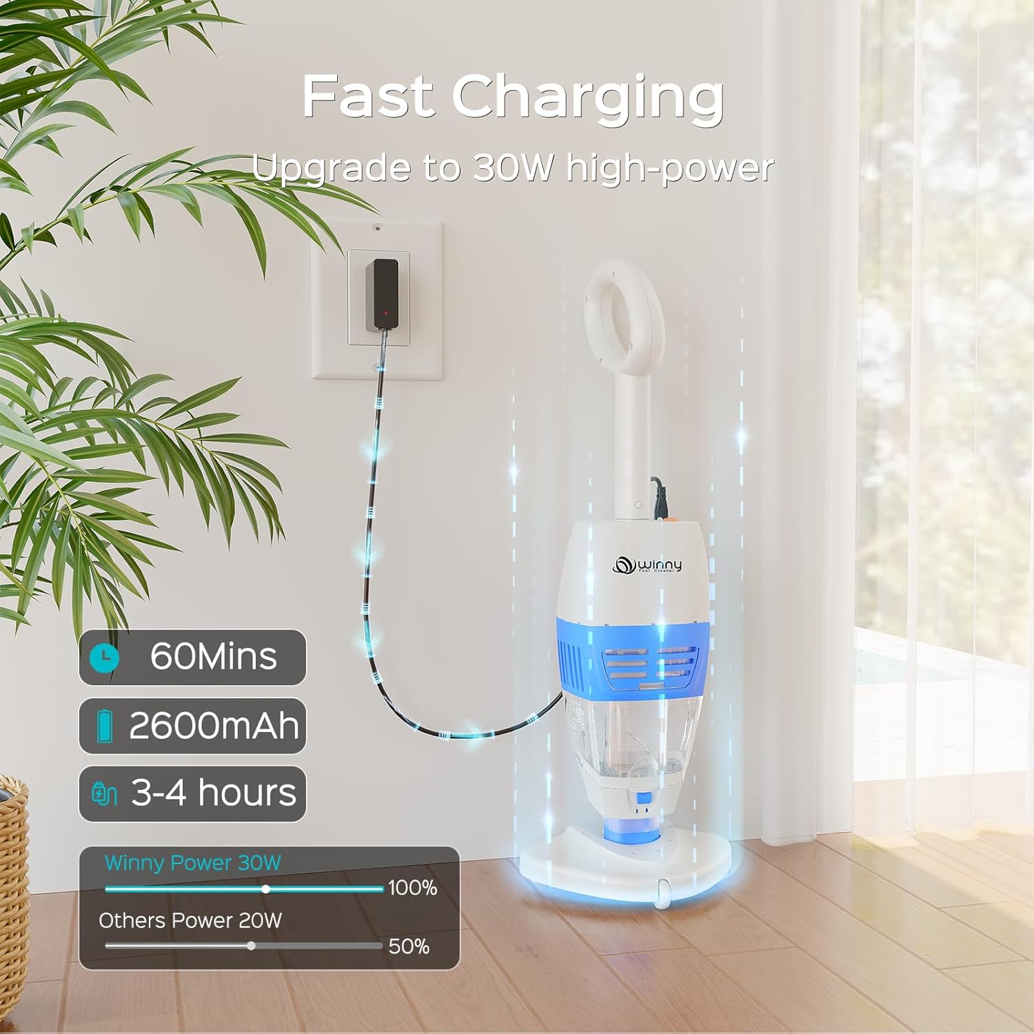 （2024 Upgraded Handheld Pool Vacuum with Telescopic Pole,Hot Tub Vacuum Spa Vacuum with 60 Mins Runtime,Cordless Pool Vacuum Deep Cleaning for Small Inground & Above Ground Pools, Hot Tubs, Spas